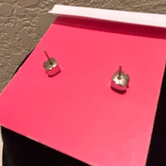 Kate Spade Silver Tone Rhinestone Halo Spade Stud Round Earrings New - Picture 4 of 6